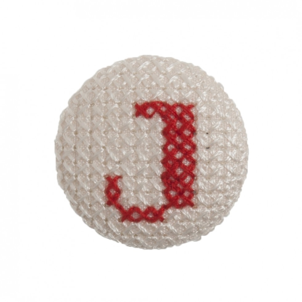 Trimits Cross Stitch Alphabet Buttons Red on White Letter J