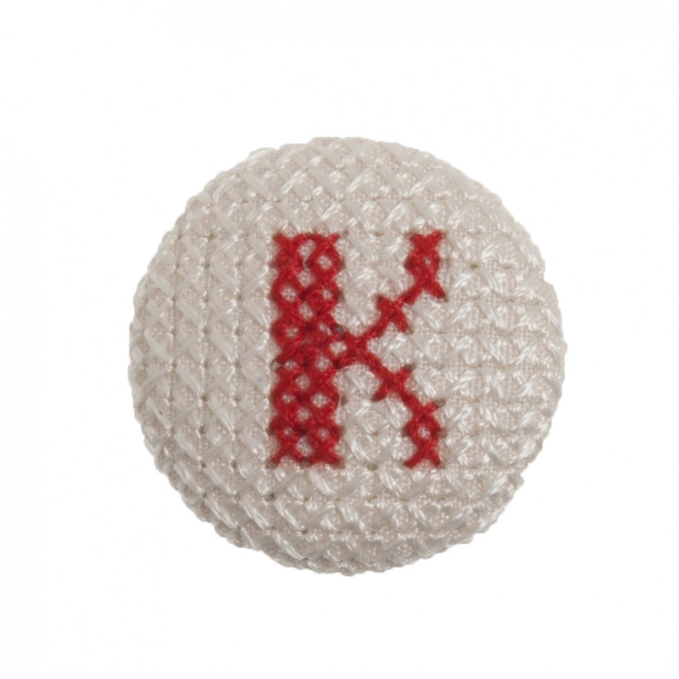 Trimits Cross Stitch Alphabet Buttons Red on White Letter K