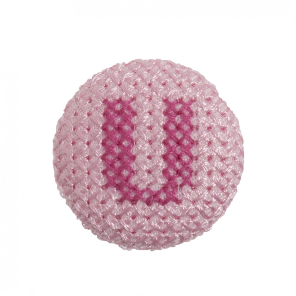 Trimits Cross Stitch Alphabet Buttons Fuchsia on Pink Letter U