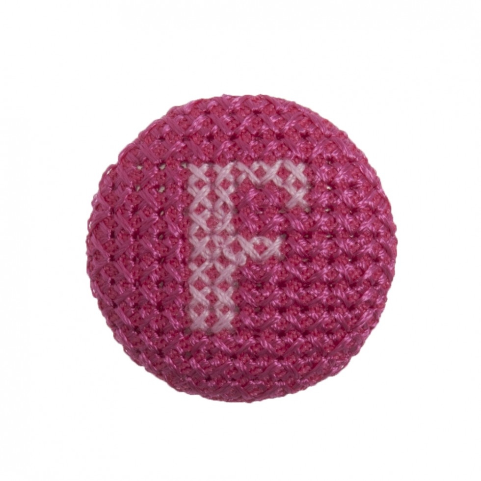 Trimits Cross Stitch Alphabet Buttons Pink on Fuchsia Letter F