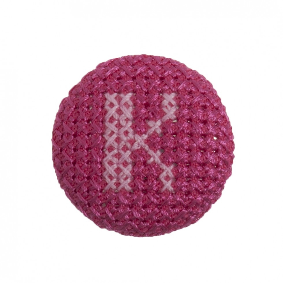 Trimits Cross Stitch Alphabet Buttons Pink on Fuchsia Letter K