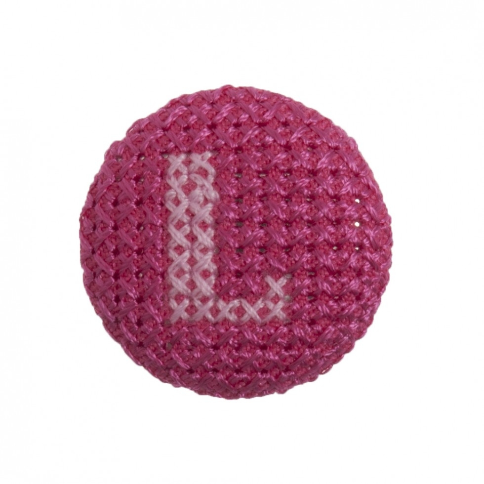 Trimits Cross Stitch Alphabet Buttons Pink on Fuchsia Letter L