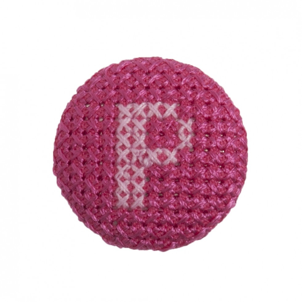 Trimits Cross Stitch Alphabet Buttons Pink on Fuchsia Letter P