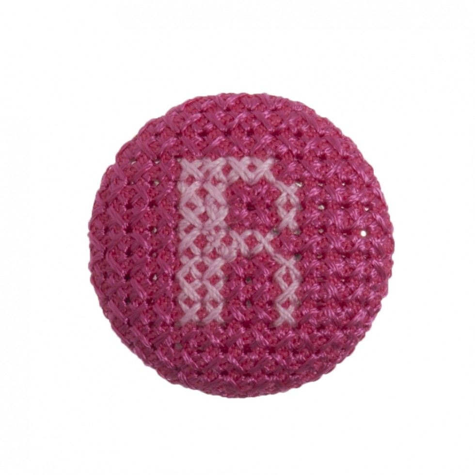 Trimits Cross Stitch Alphabet Buttons Pink on Fuchsia Letter R