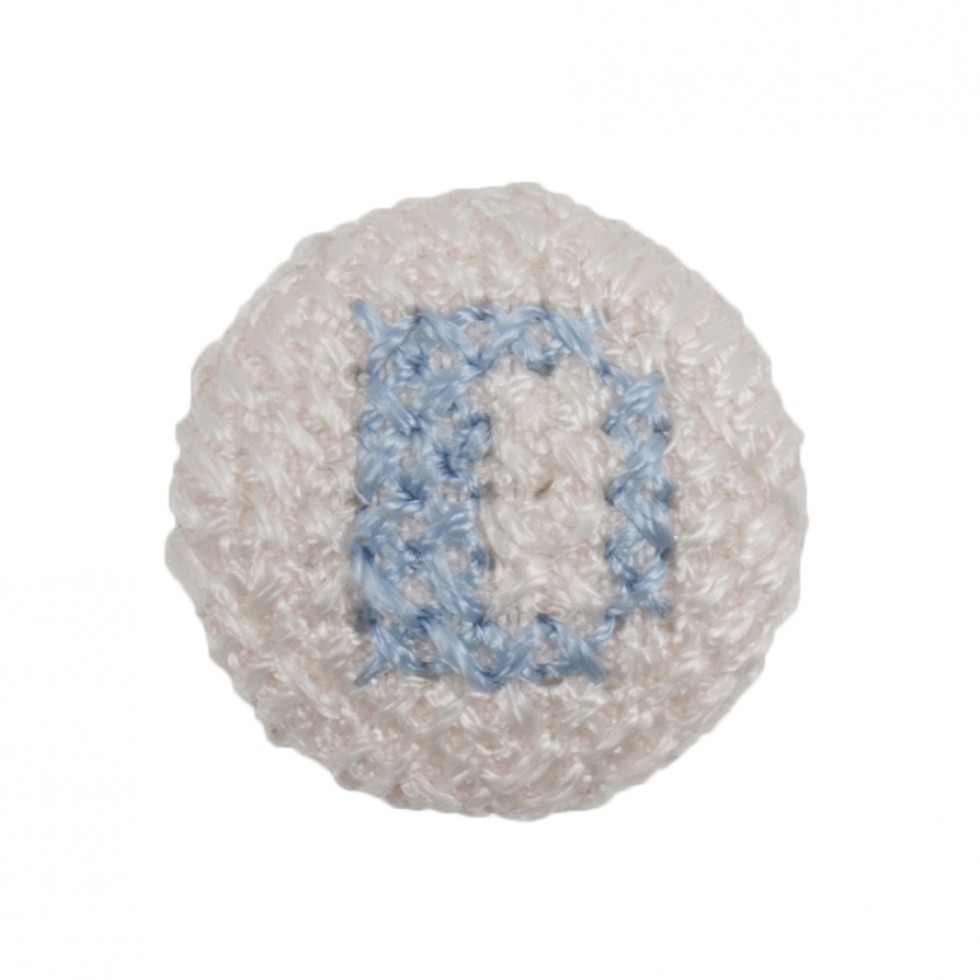 Cross Stitch Alphabet Buttons Light Blue on Ivory Letter D