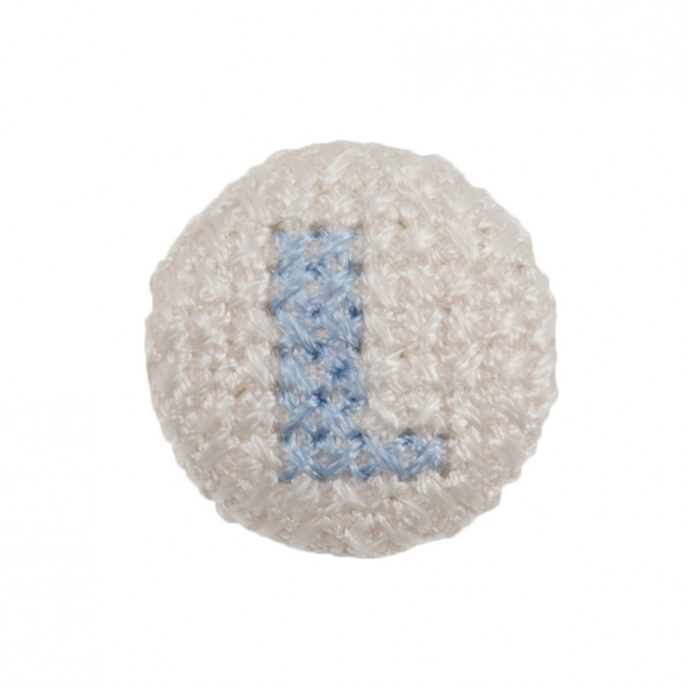 Cross Stitch Alphabet Buttons Light Blue on Ivory Letter L
