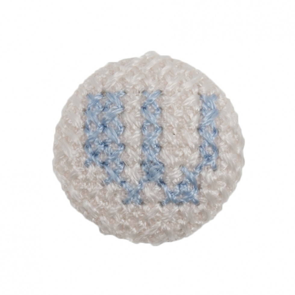 Cross Stitch Alphabet Buttons Light Blue on Ivory Letter W