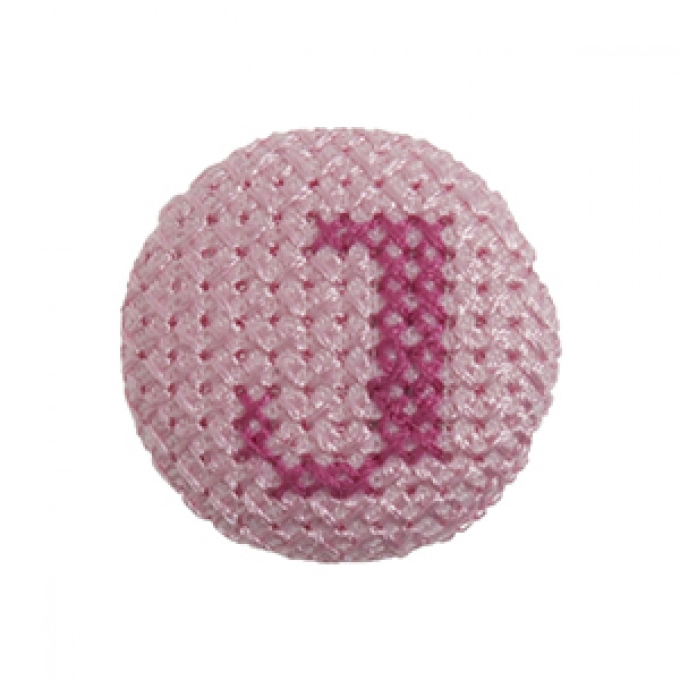 Cross Stitch Alphabet Buttons Light Pink on Ivory Letter J