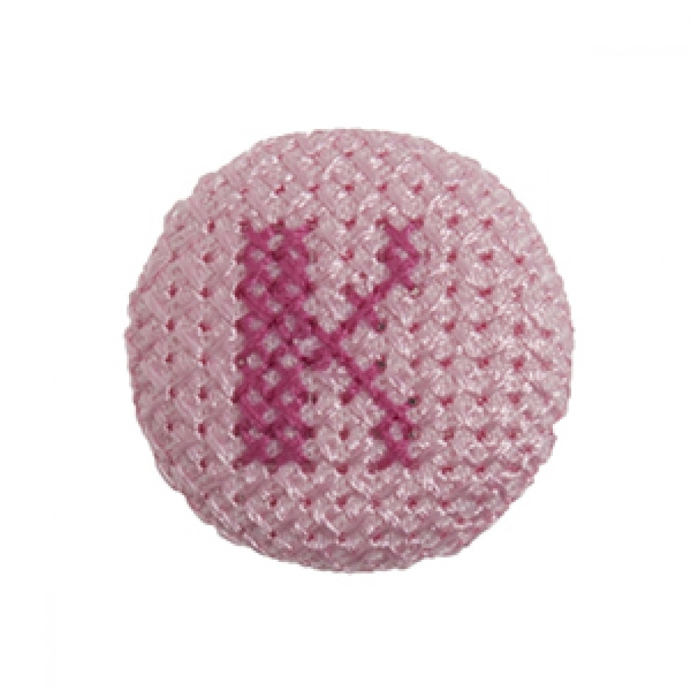 Cross Stitch Alphabet Buttons Light Pink on Ivory Letter K