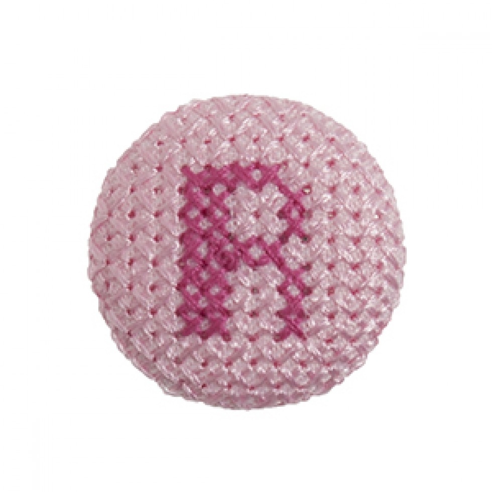 Cross Stitch Alphabet Buttons Light Pink on Ivory Letter R