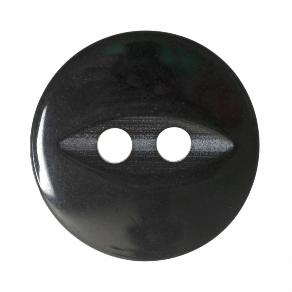 Hemline Round Fish Eye Buttons Black