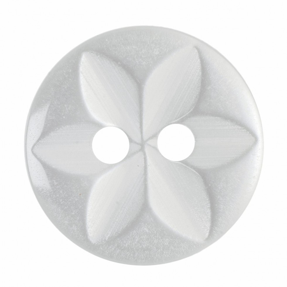 Hemline Round Floral Buttons White