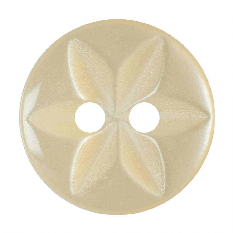 Hemline Round Floral Buttons Cream