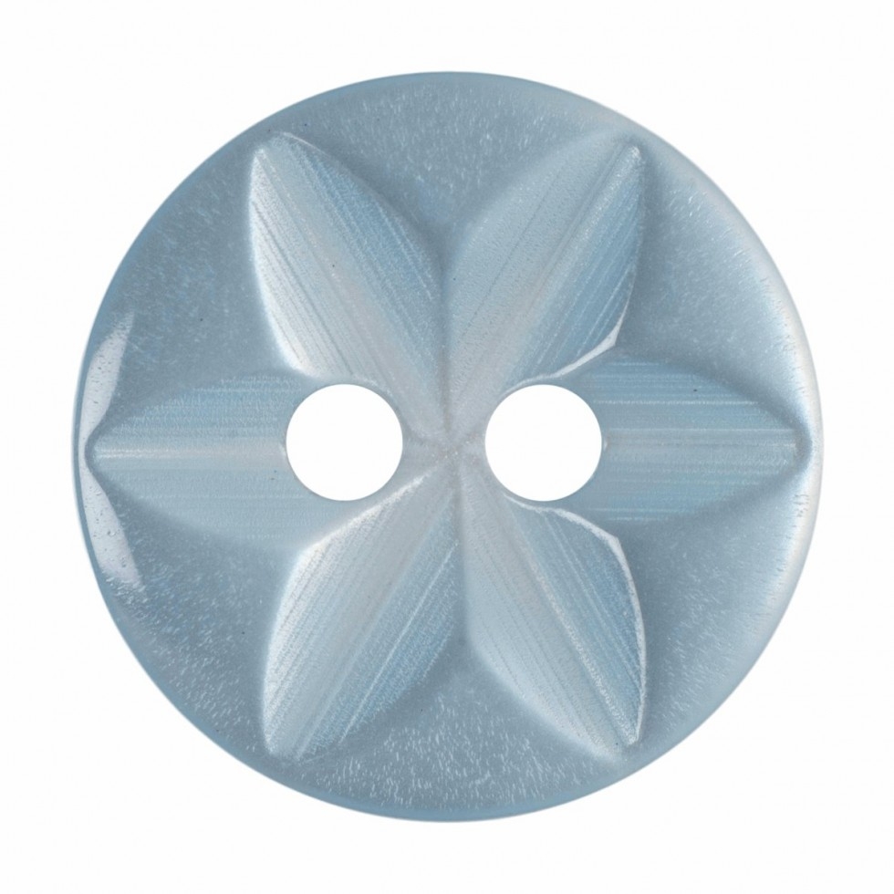 Hemline Round Floral Buttons Baby Blue
