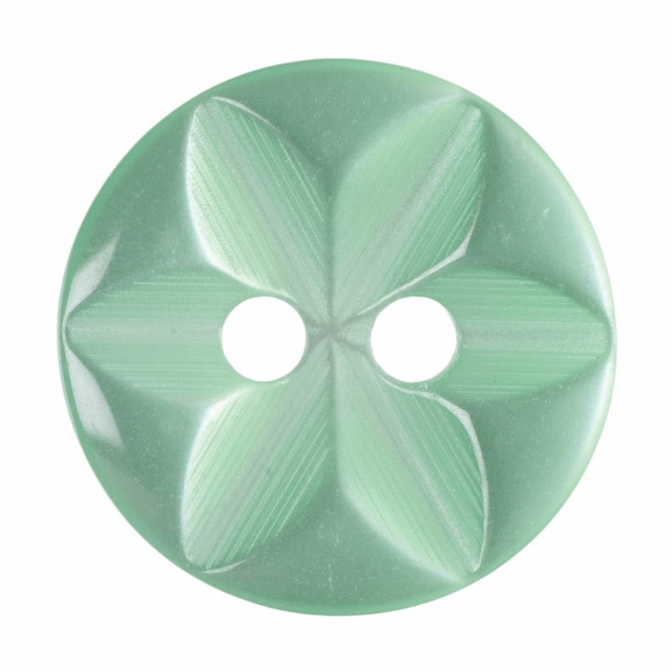 Hemline Round Floral Buttons Lime Green