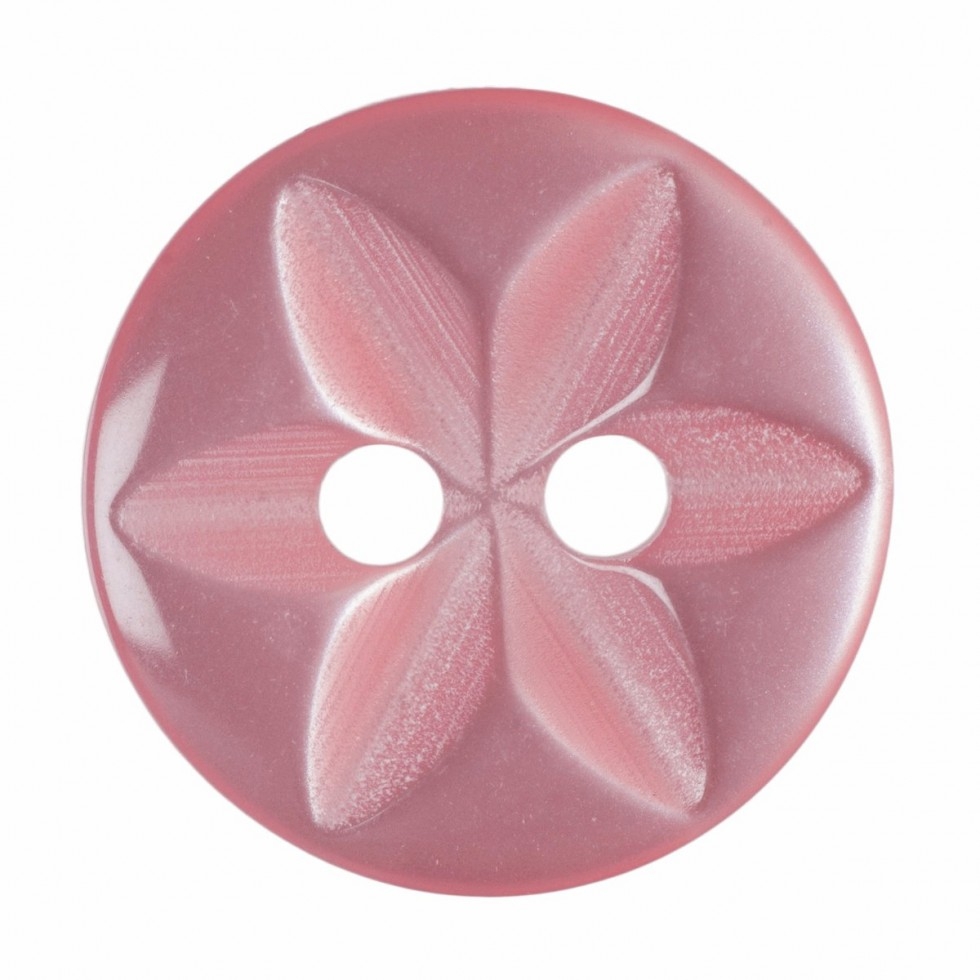 Hemline Round Floral Buttons Pink