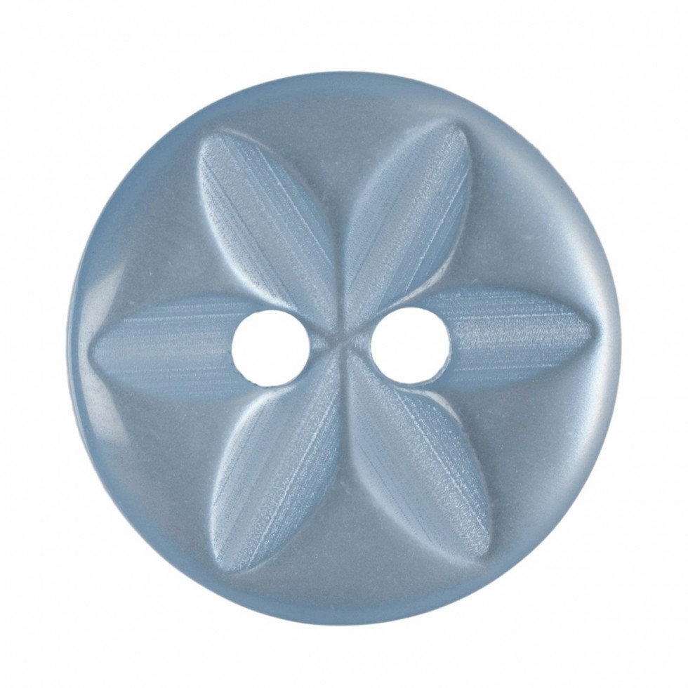 Hemline Round Floral Buttons Baby Blue