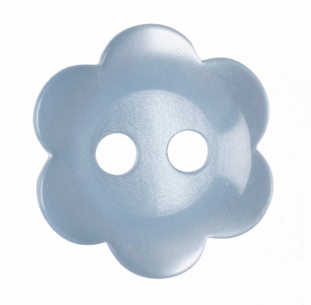 Hemline Plastic Flower Buttons Sky Blue