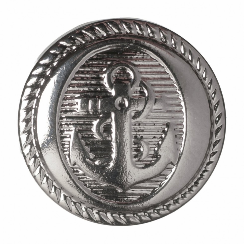 Hemline Round Anchor Buttons Silver