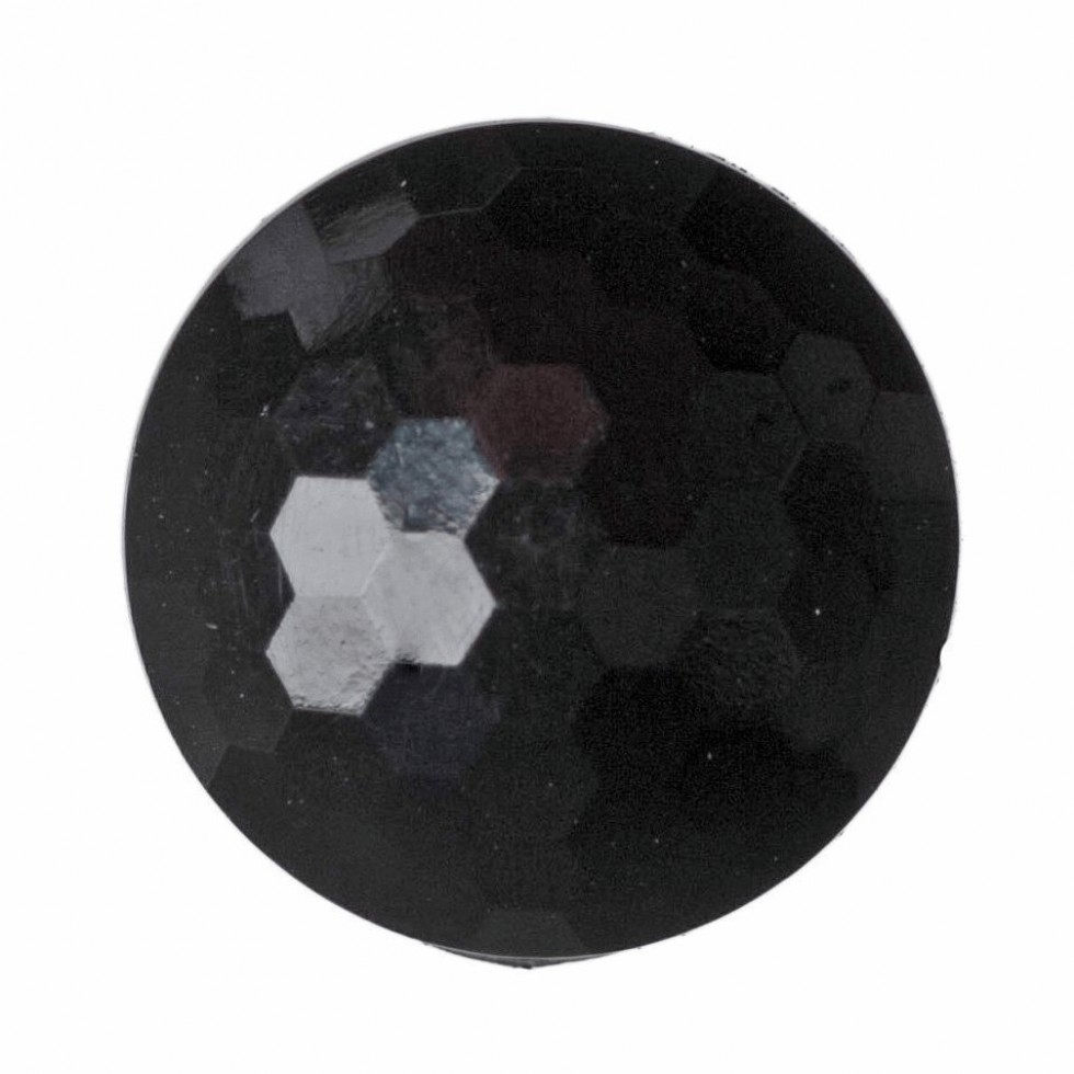 Hemline Round Faceted Buttons Black
