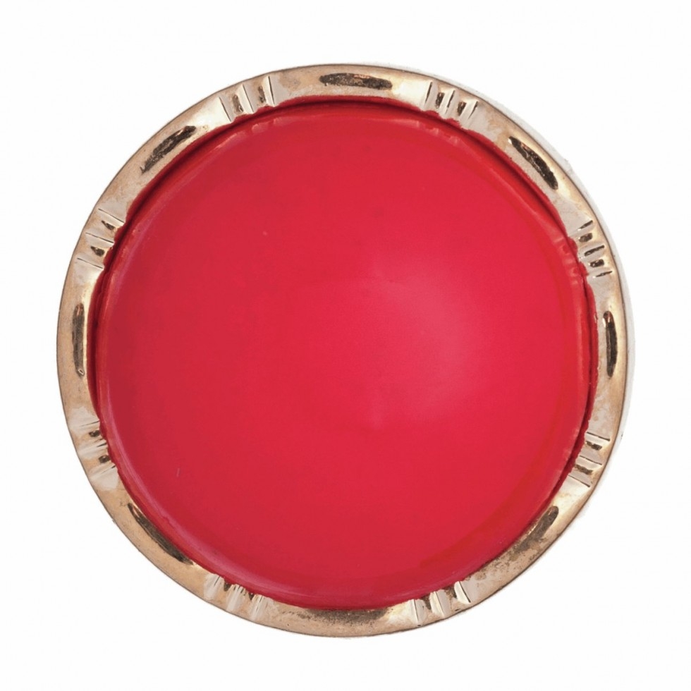Hemline Round Metallic Buttons Red