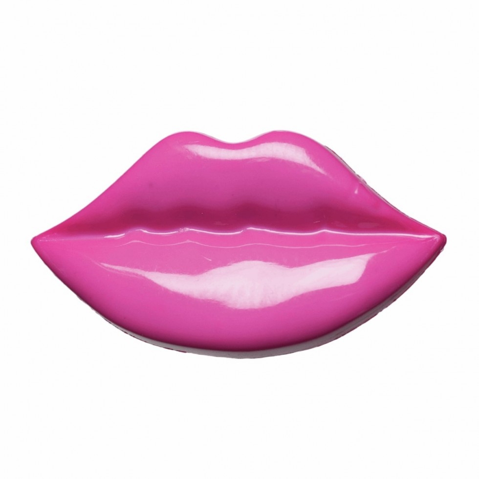Hemline Plastic Lips Buttons Hot Pink