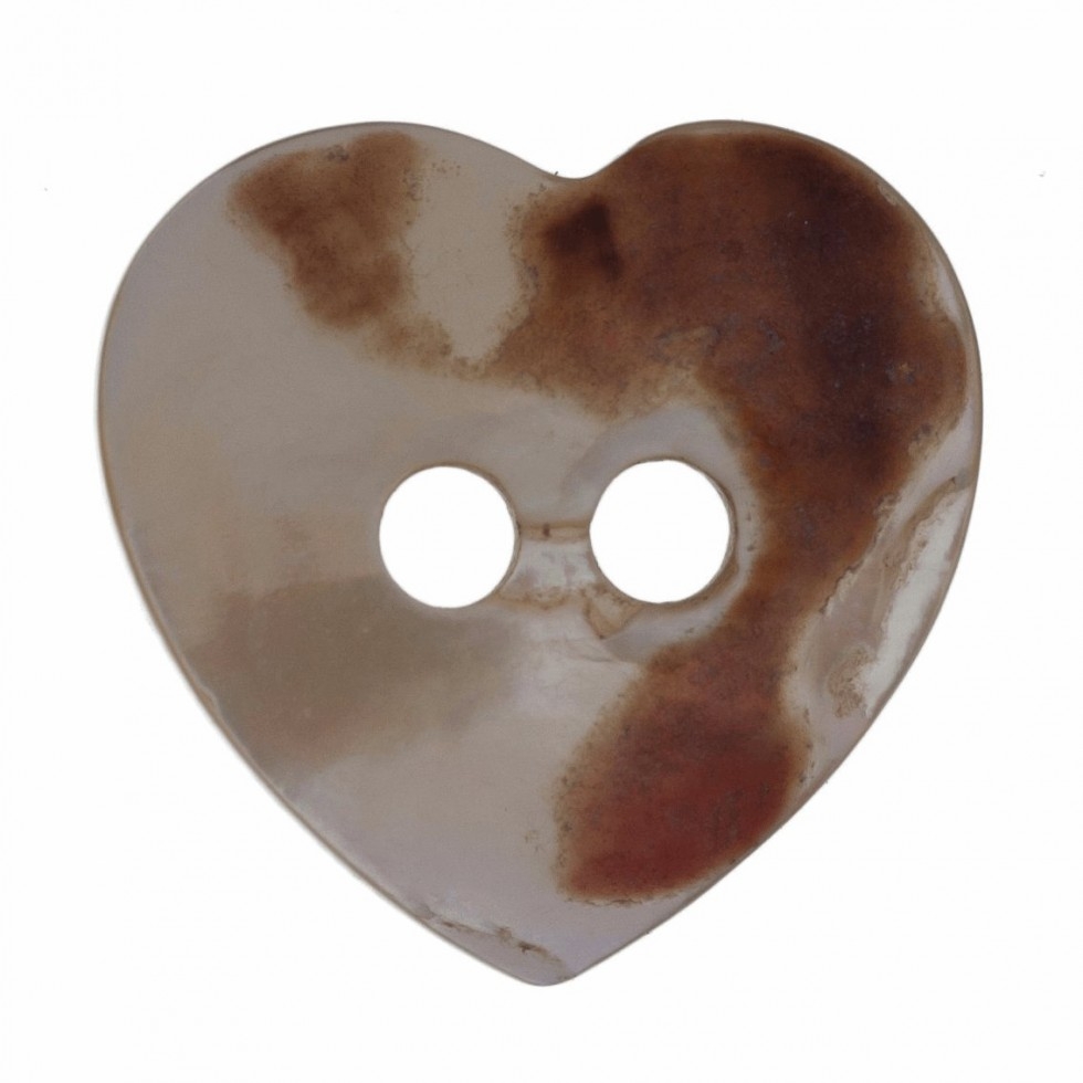 Hemline Heart Shell Buttons Cream