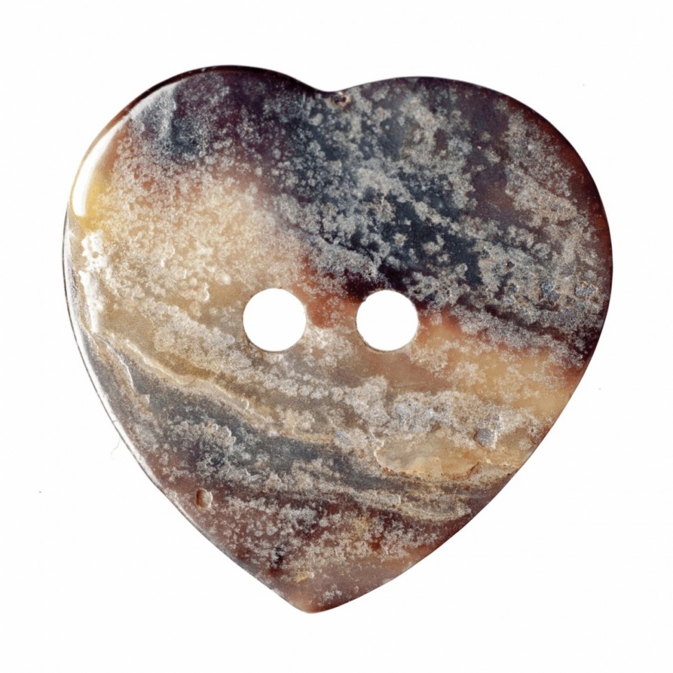 Hemline Heart Shell Buttons Cream