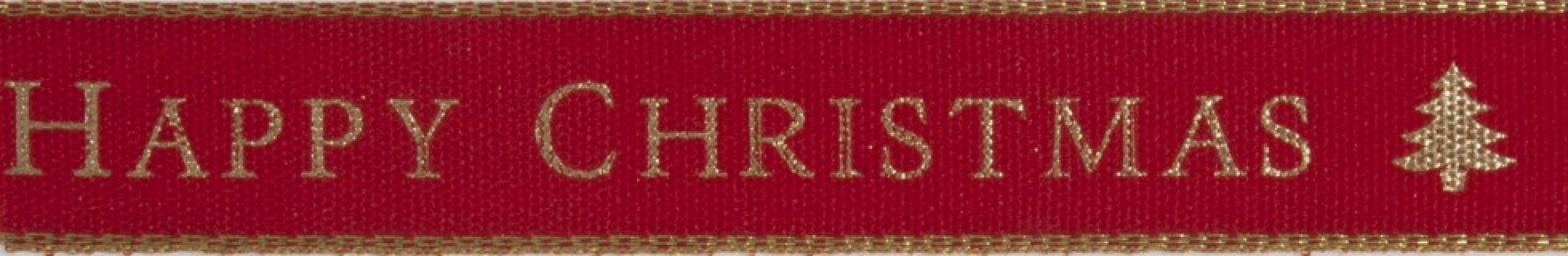 Berisfords Happy Christmas Ribbon Red
