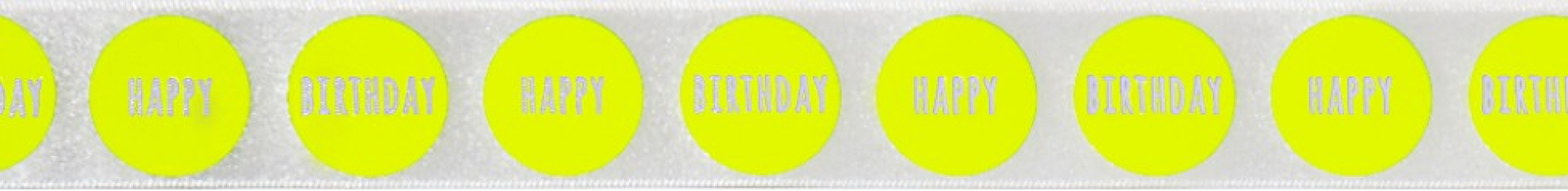 Berisfords Big Dot Birthday Ribbon Fluorescent Yellow