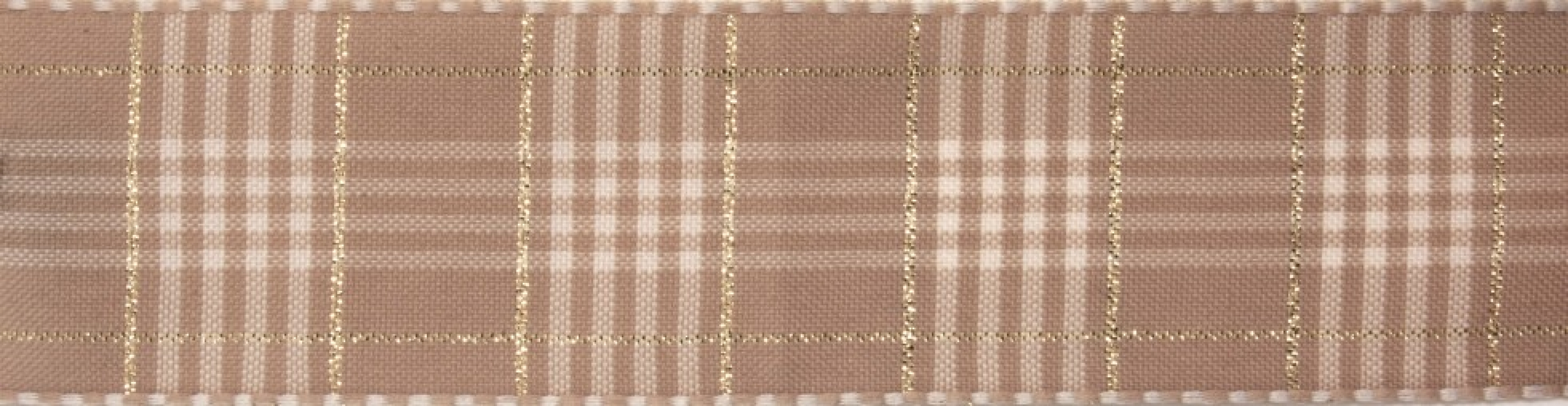 Berisfords Rustic Plaid Ribbon Oatmeal