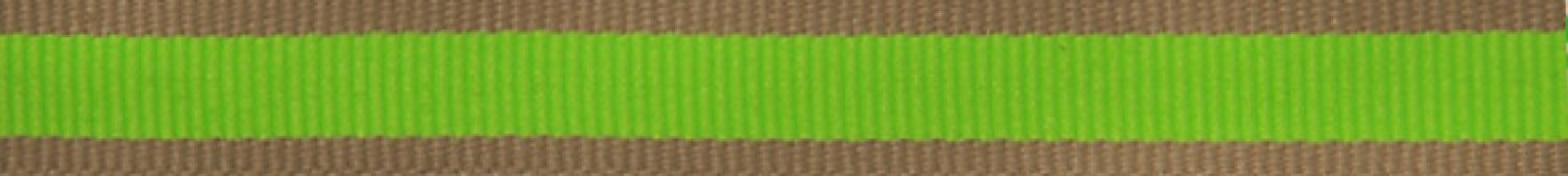 Berisfords Neon Oatmeal Stripe Ribbon Fluorescent Green