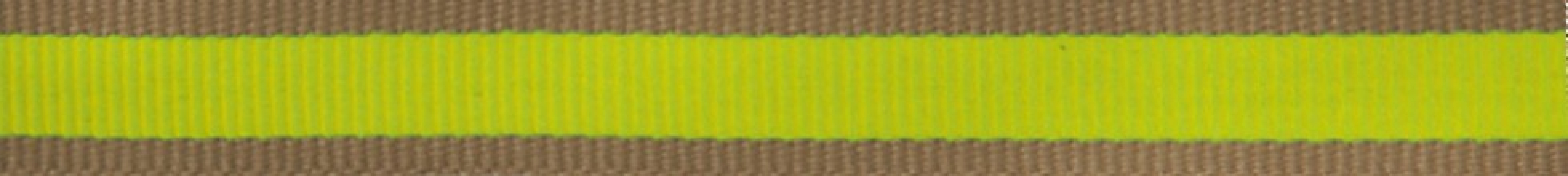 Berisfords Neon Oatmeal Stripe Ribbon Fluorescent Yellow