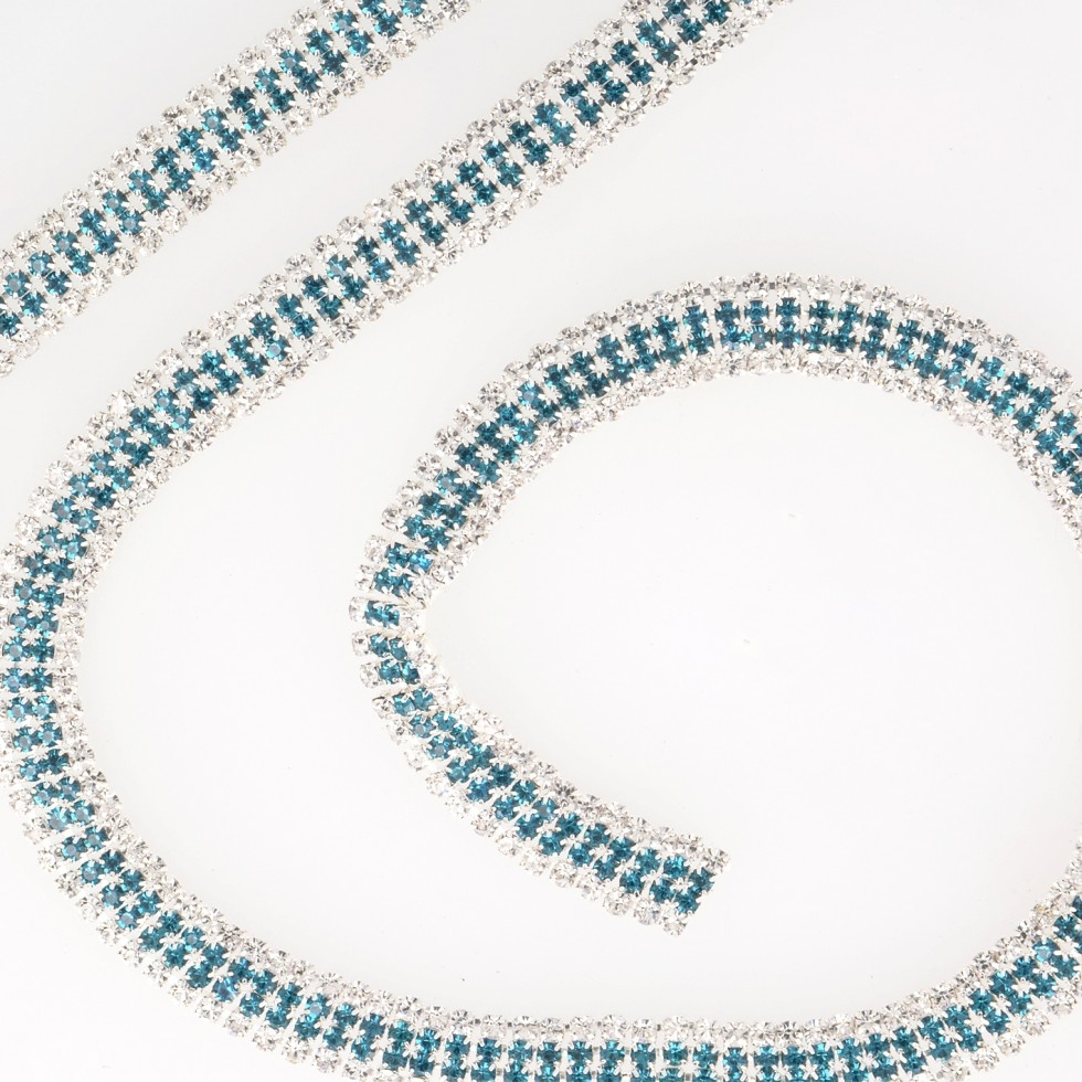 Stephanoise Rhinestone Diamante Trim Turquoise Blue
