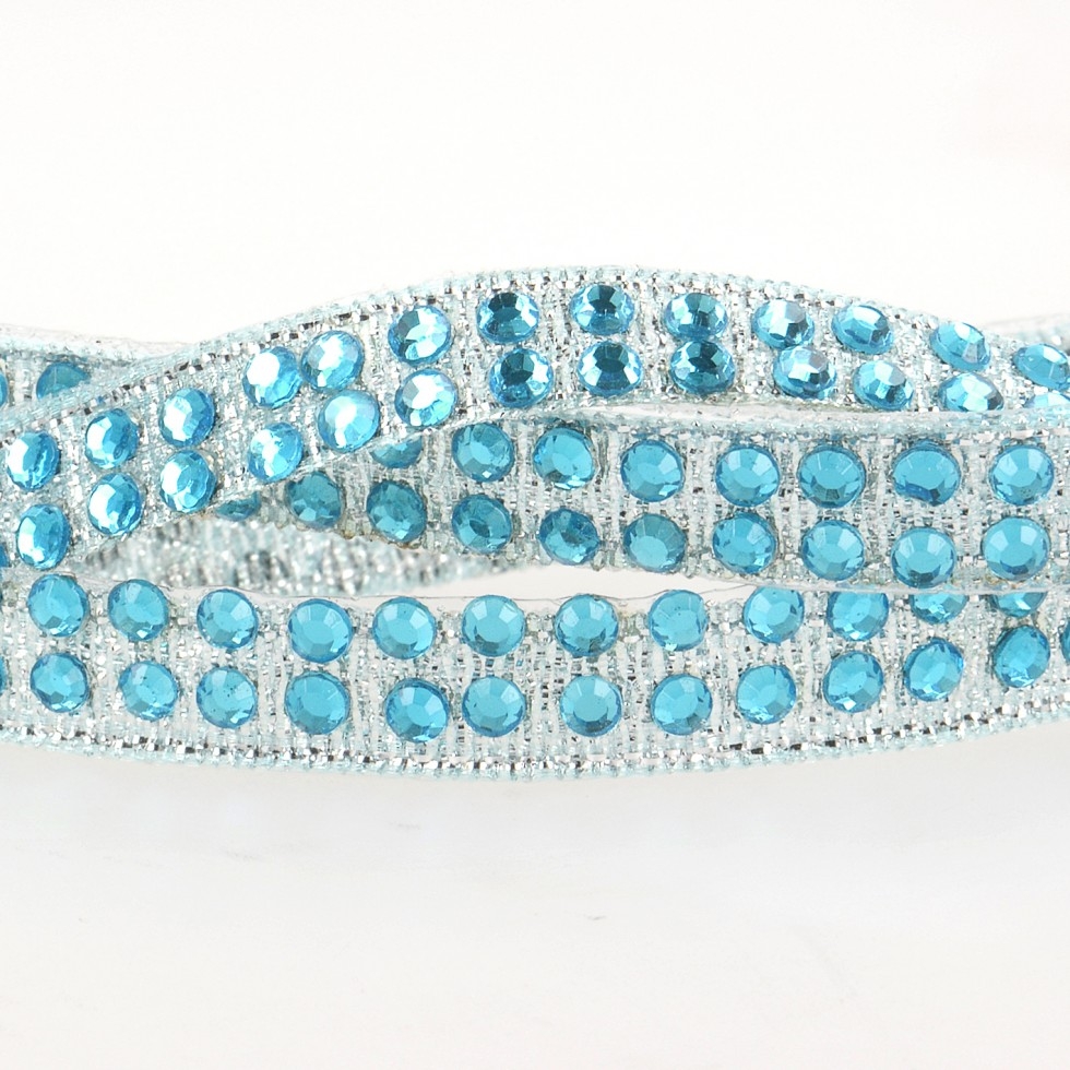 Stephanoise Iron On Rhinestone Trim Turquoise Blue