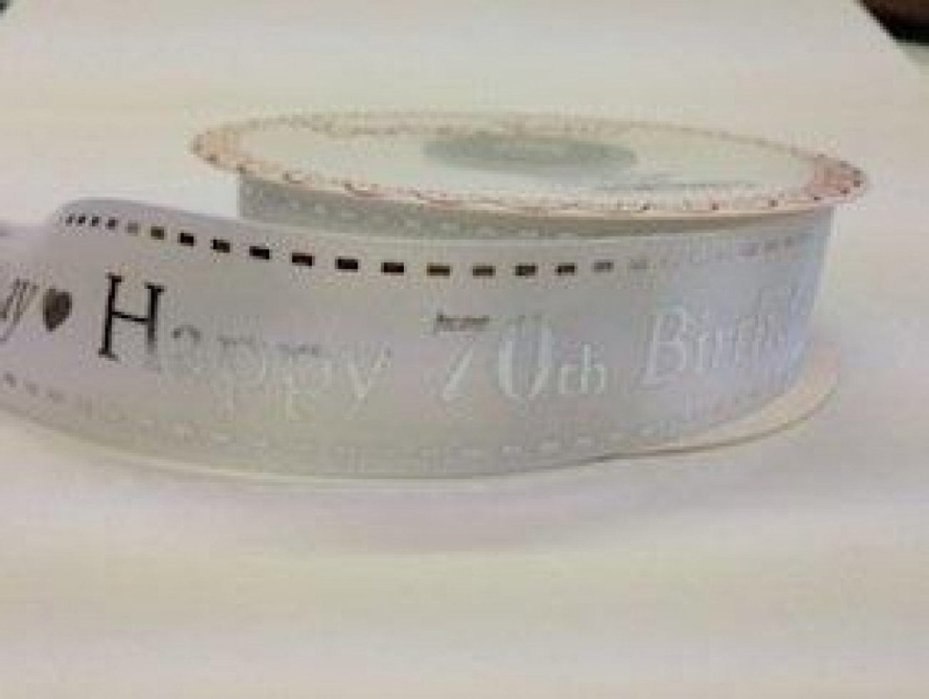 Bertie's Bows Happy Birthday Ribbon White & Silver 70th Birthday