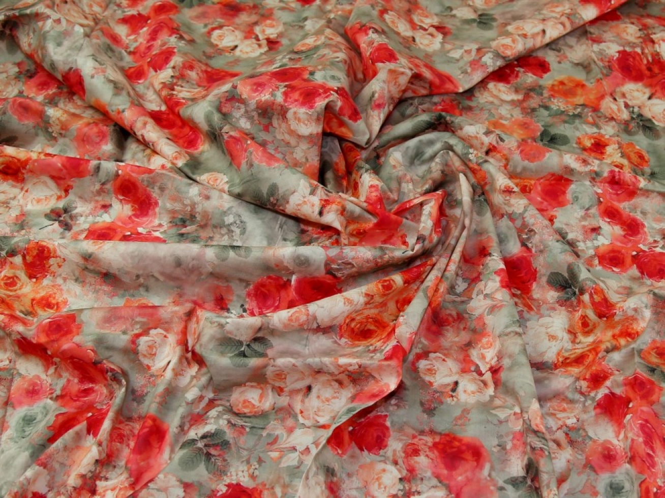 John Louden Cotton Lawn Fabric Pink & Grey