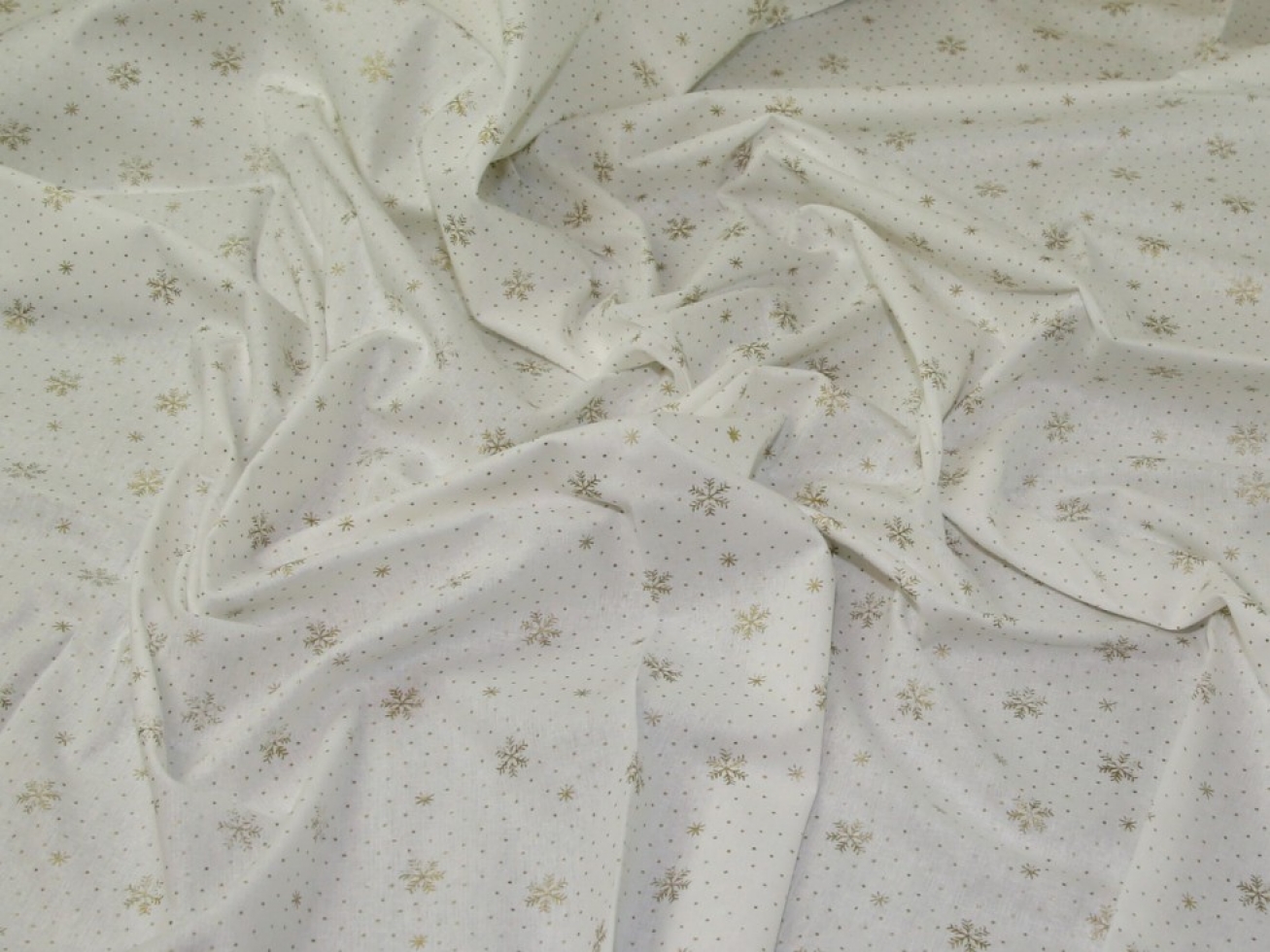 John Louden Metallic 100% Cotton Fabric White & Gold