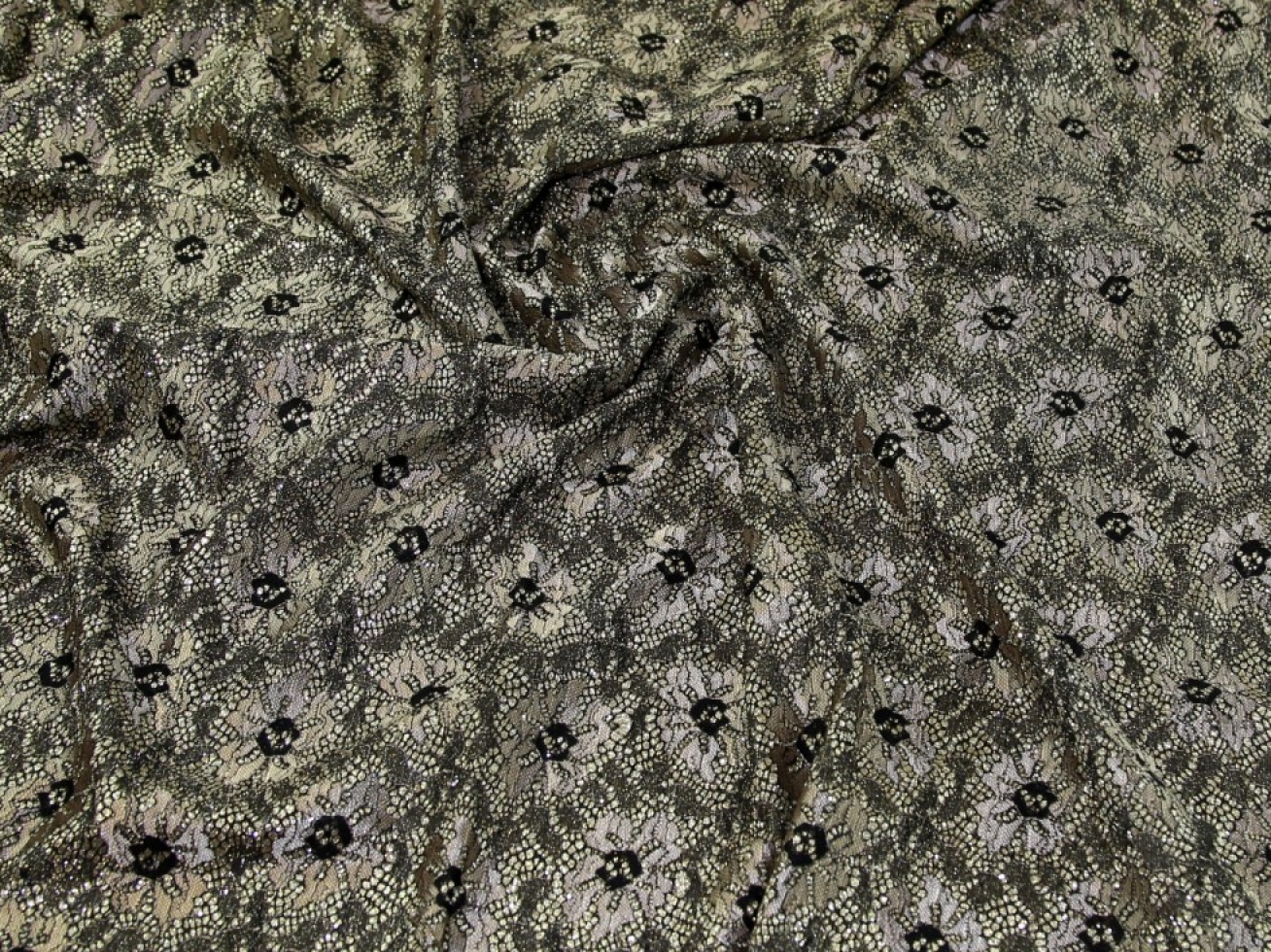 Glitter Satin Lace Fabric Champagne