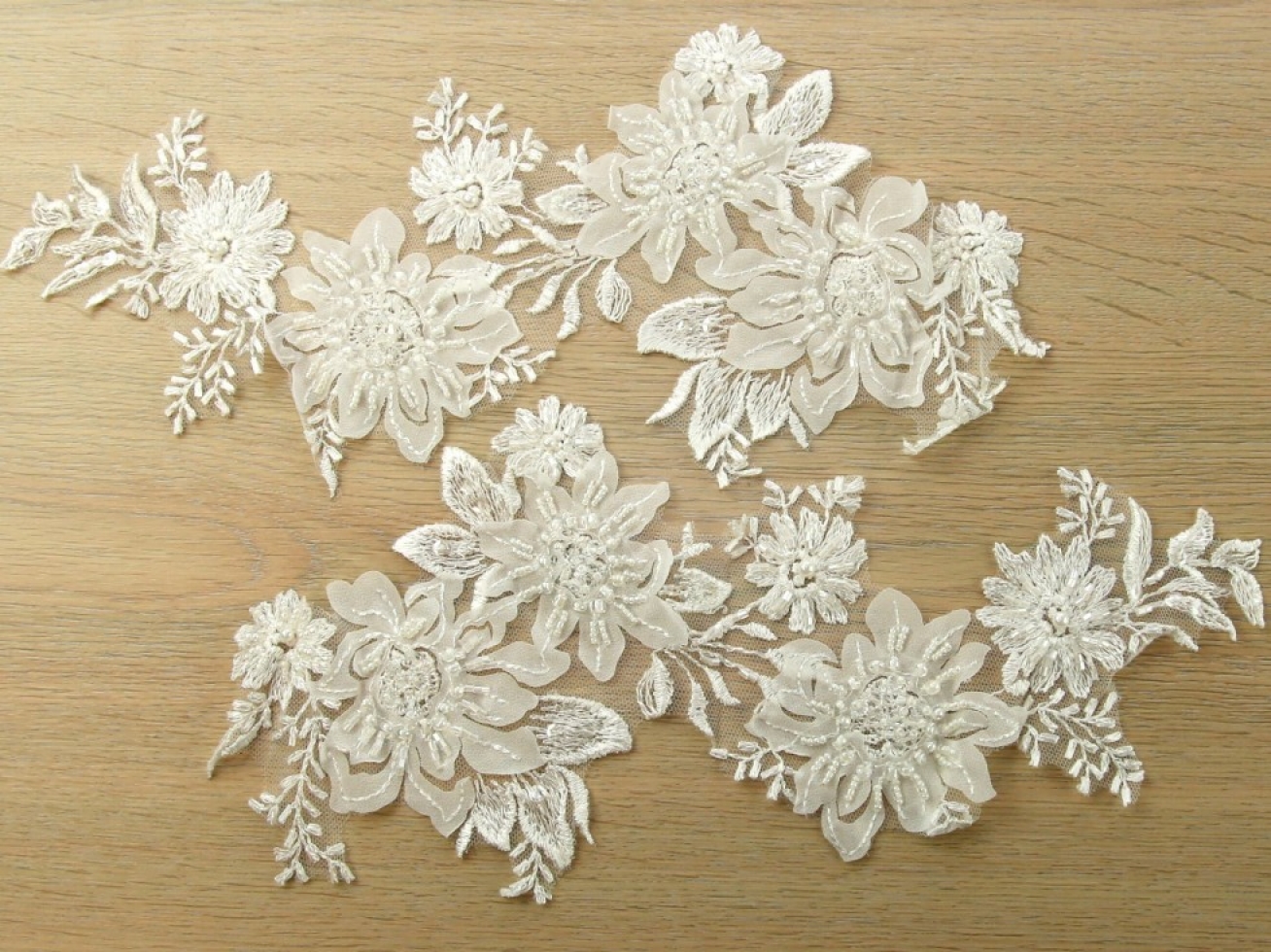 Beaded Lace Appliques Ivory