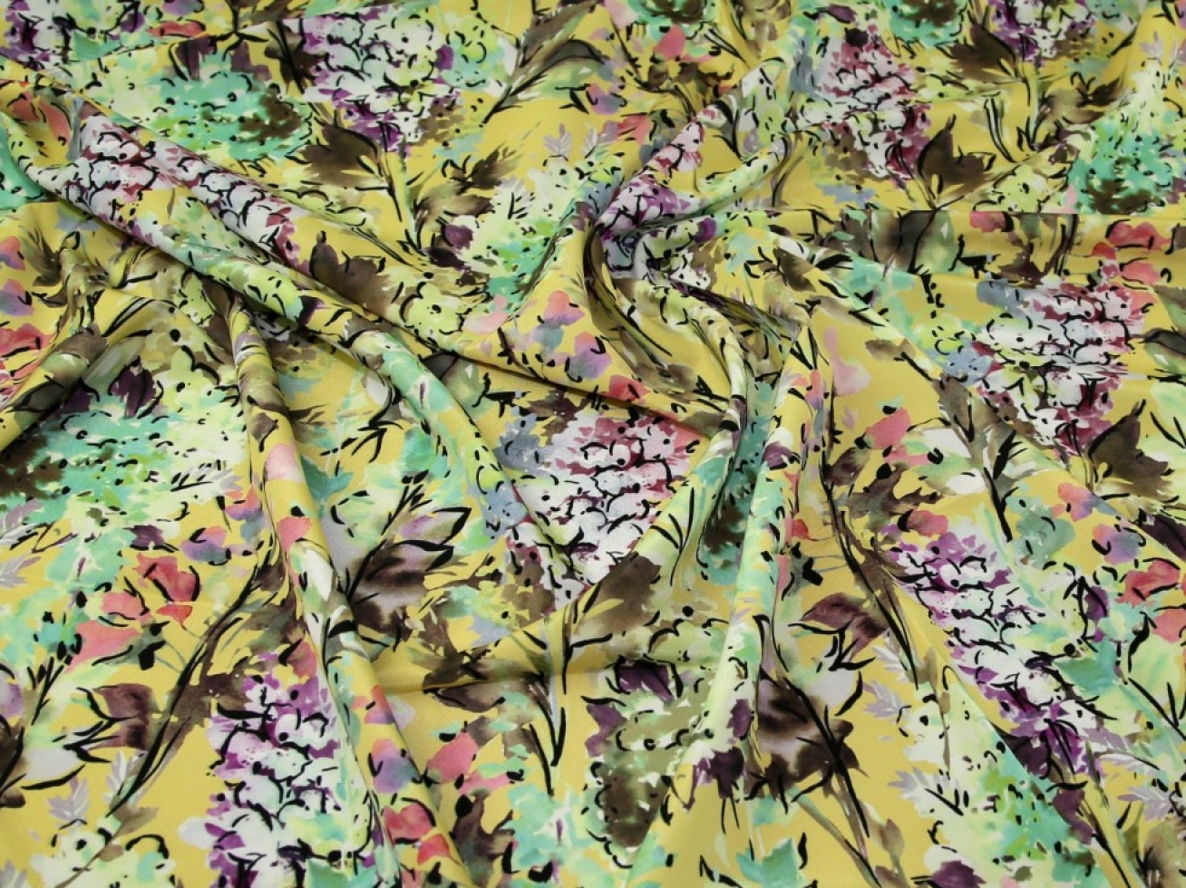 John Kaldor Crepe De Chine Fabric Yellow