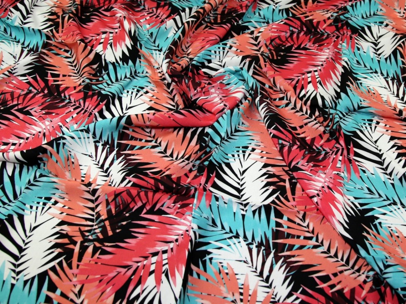 John Kaldor Fernando Viscose Challis Fabric Salmon Aqua