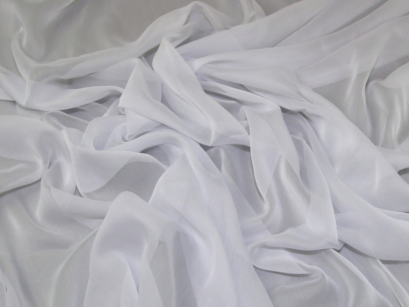 Gemini Crinkle Sheer Chiffon Fabric White