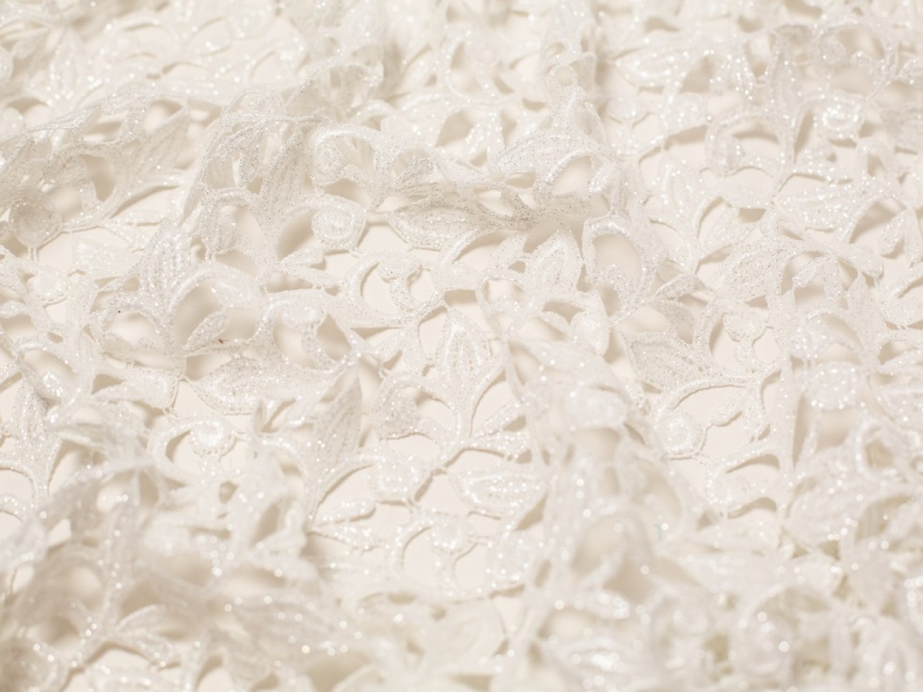 Minerva Core Range Isla Glitter Lace Fabric Ivory