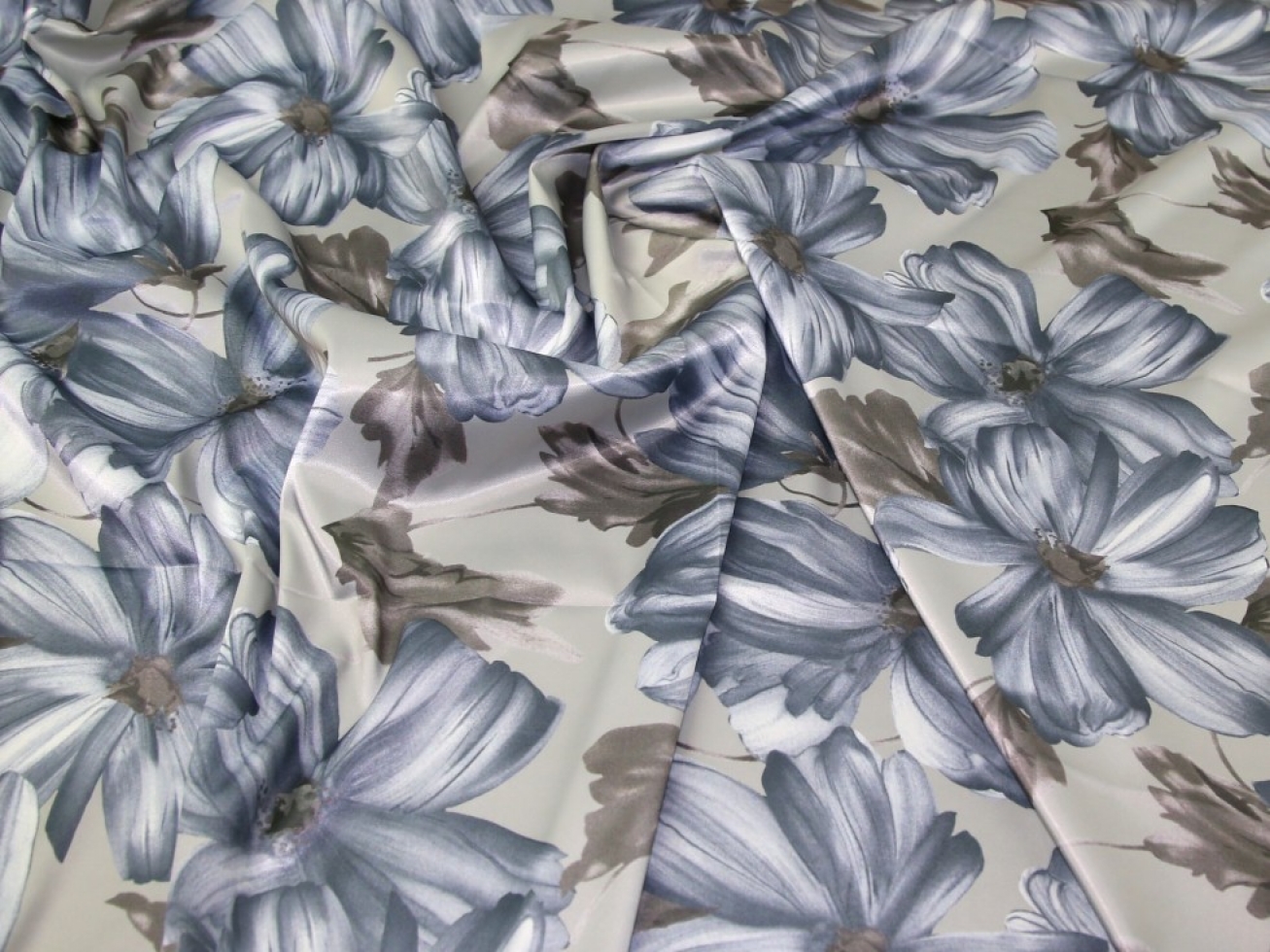 John Kaldor Santa Cruz Stretch Woven Satin Fabric Silver