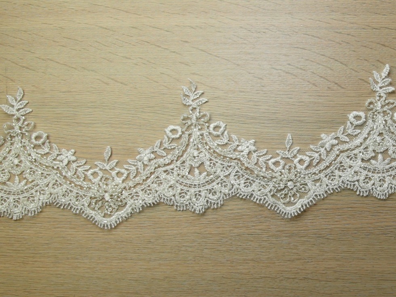 Beaded Lace Trim Ivory