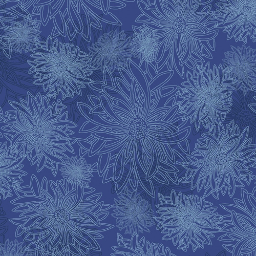Art Gallery Fabrics Floral Elements 100% Cotton Poplin Fabric Lapis Lazuli