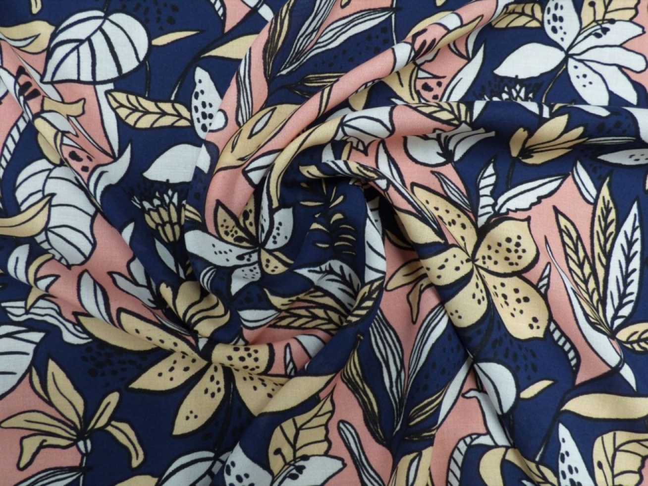 Lady McElroy Viscose Challis Fabric Multicoloured