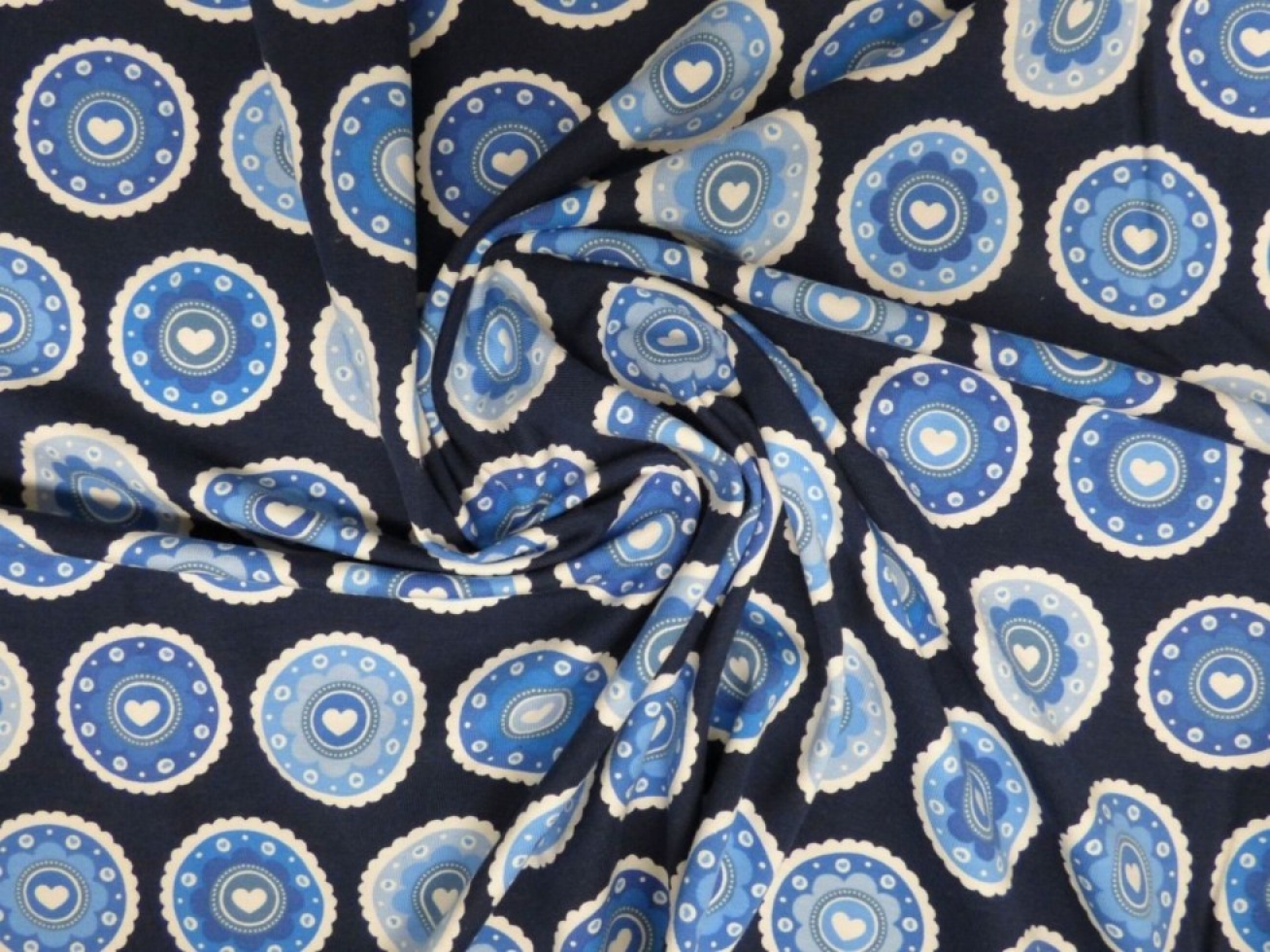 Lady McElroy Cotton Jersey Stretch Knit Fabric Blue