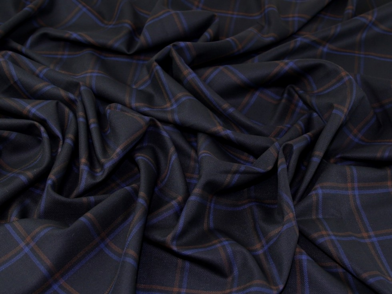 100% Wool Suiting Fabric Navy & Bronze